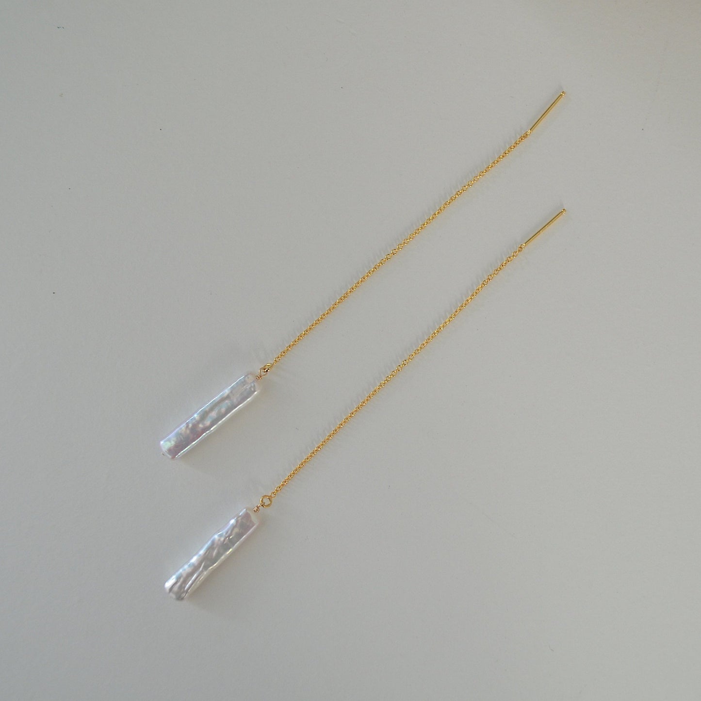 Biwa Pearl Threader Earrings