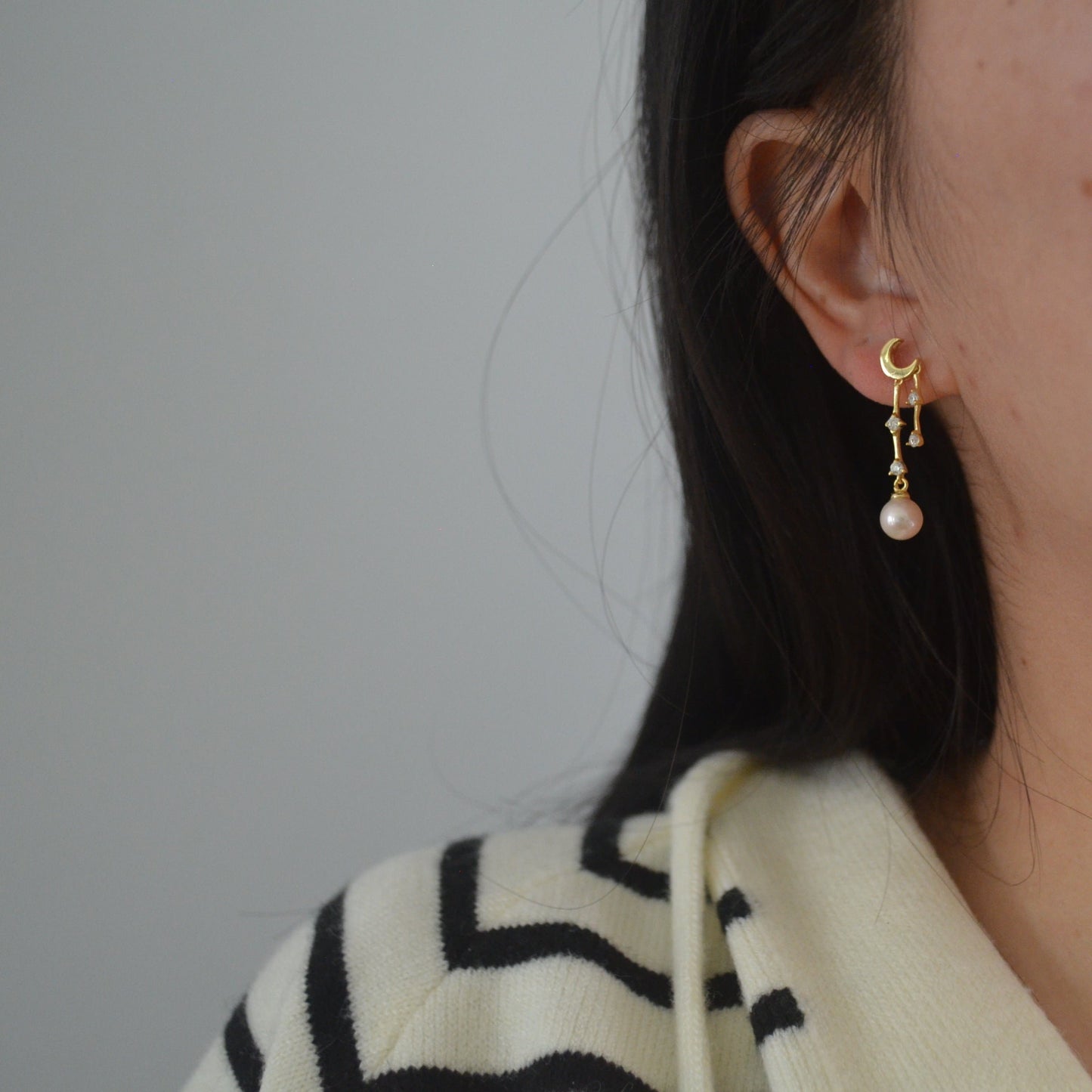 Luna-Moon and Star Pearl earrings