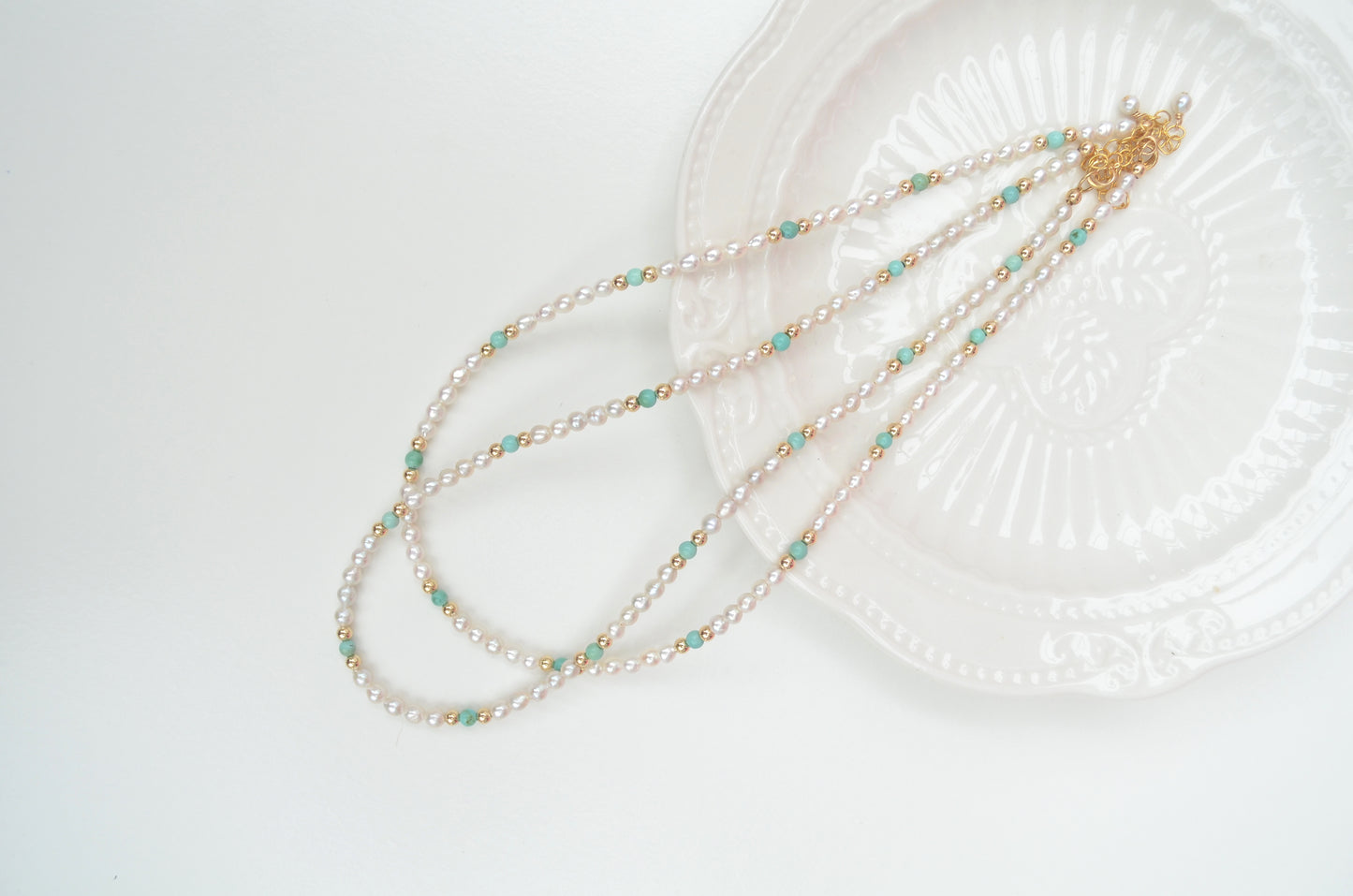 Natural Turquoise and Pearl Necklace