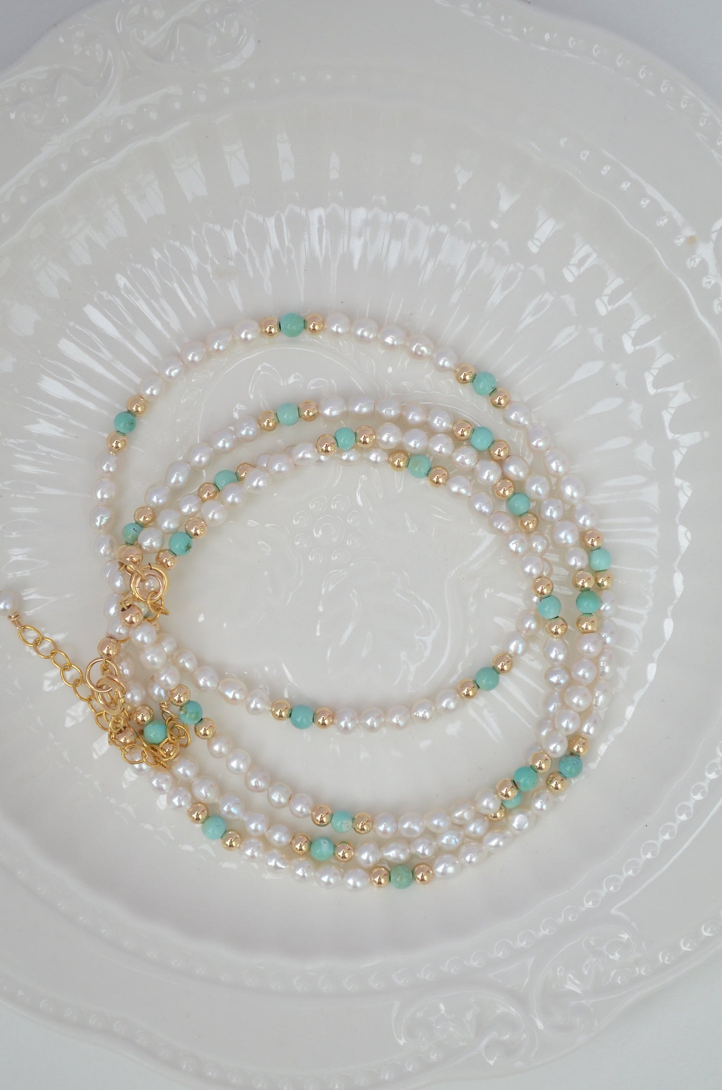 Natural Turquoise and Pearl Necklace