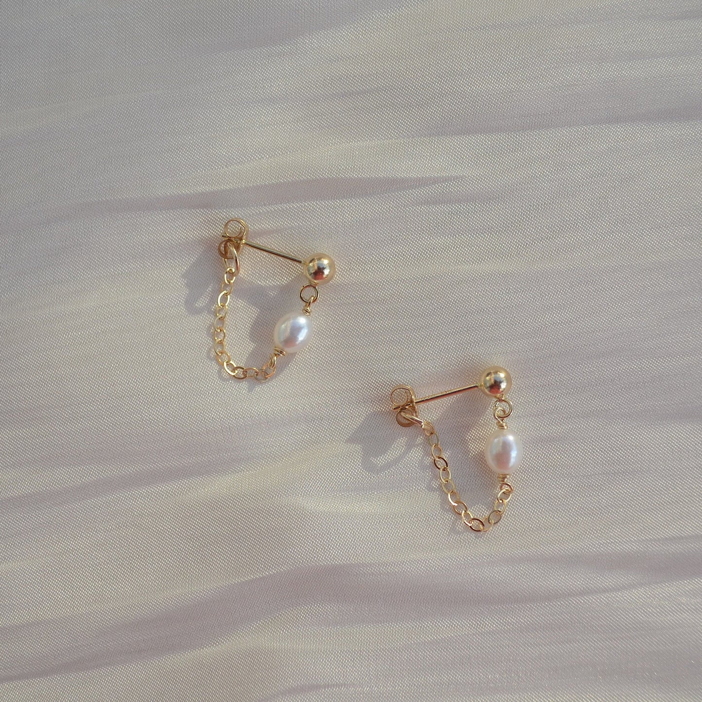 Vivienne Pearl Chain Stud Earrings