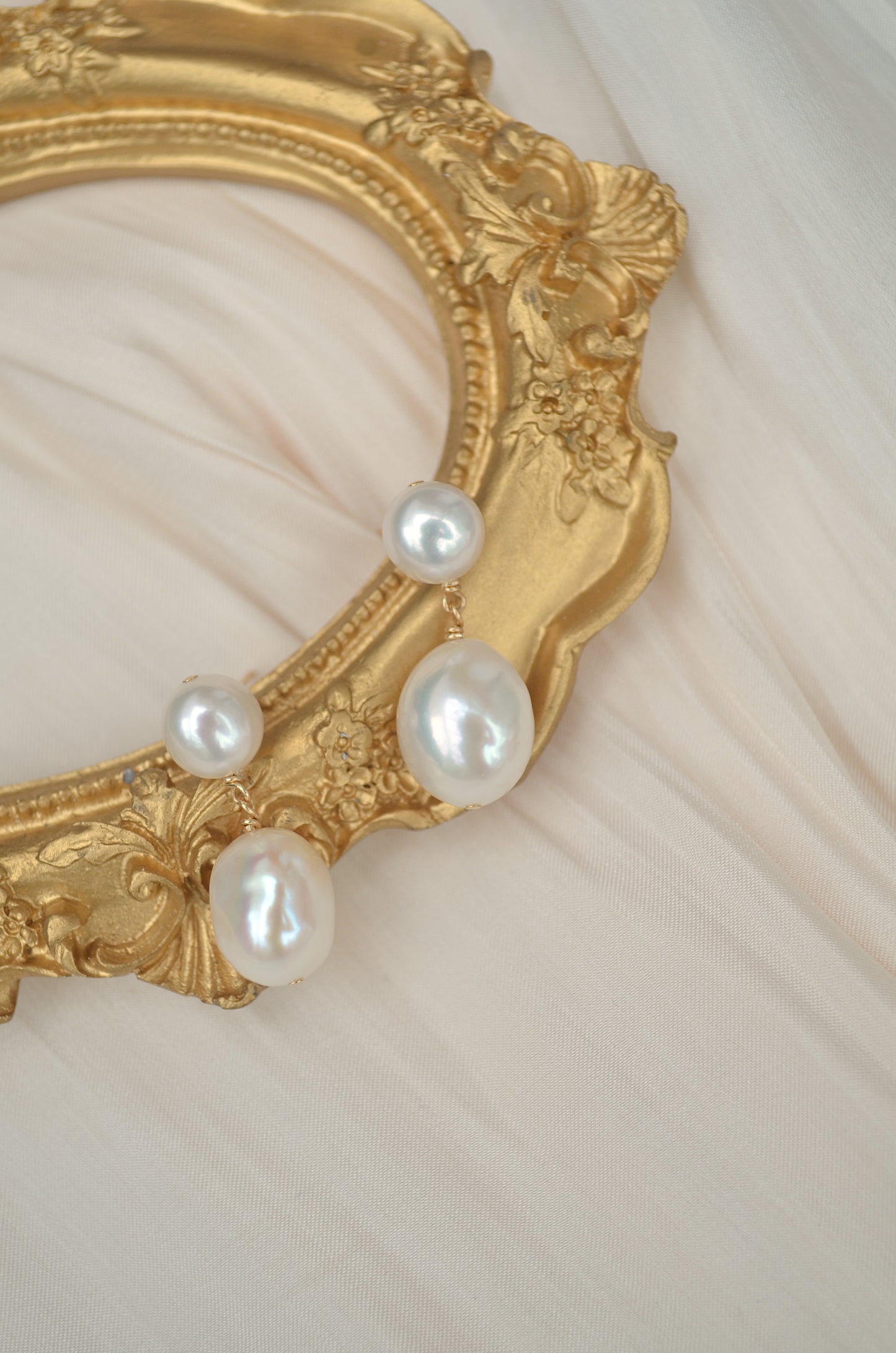 Large chunky baroque pearl earrings