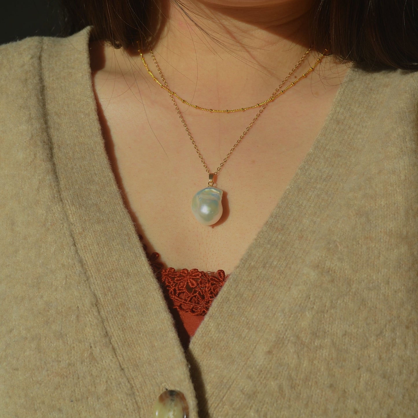 Isabella-Large Baroque Pearl Necklace