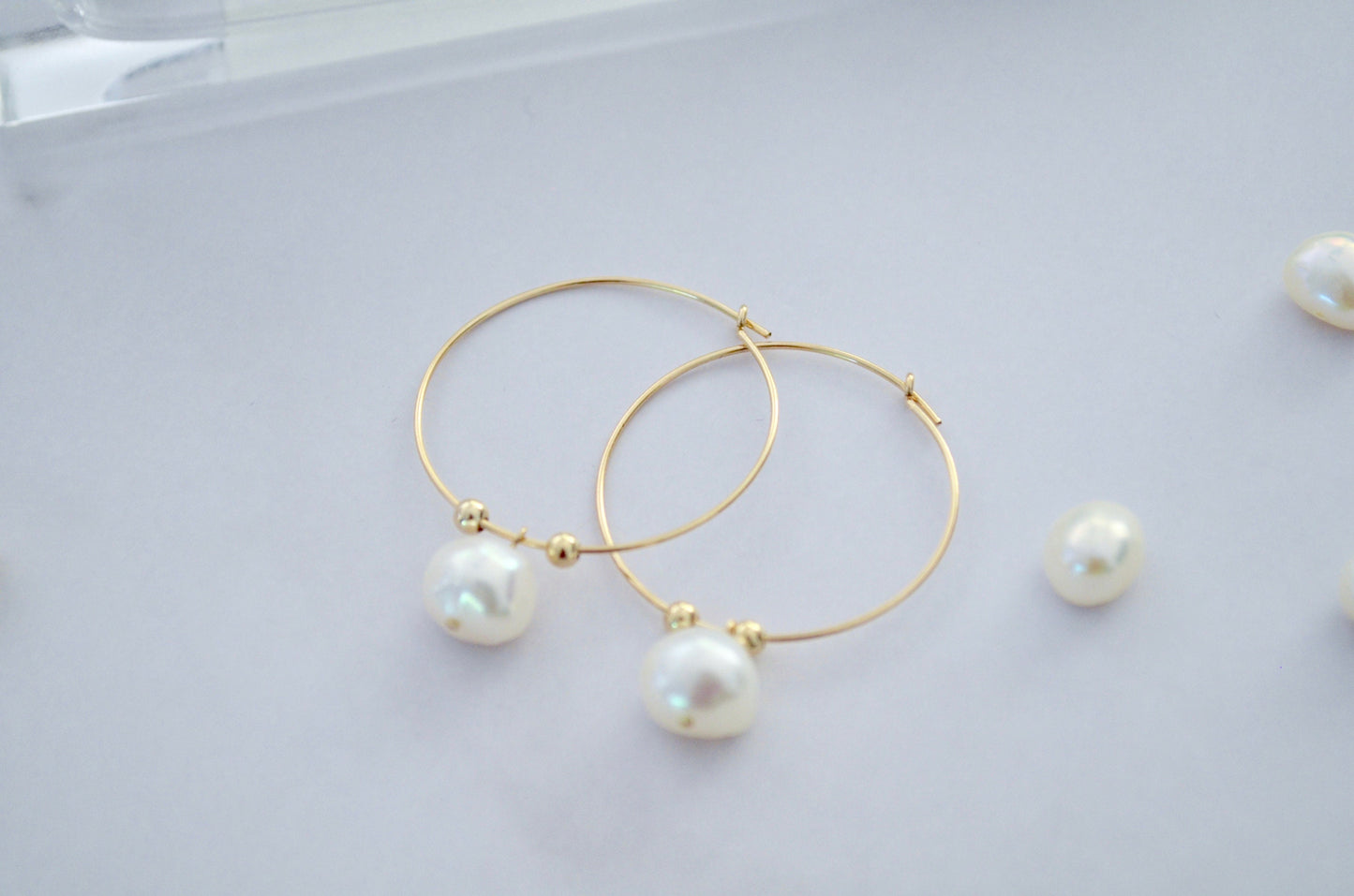 Large Pearl Hoop Earrings