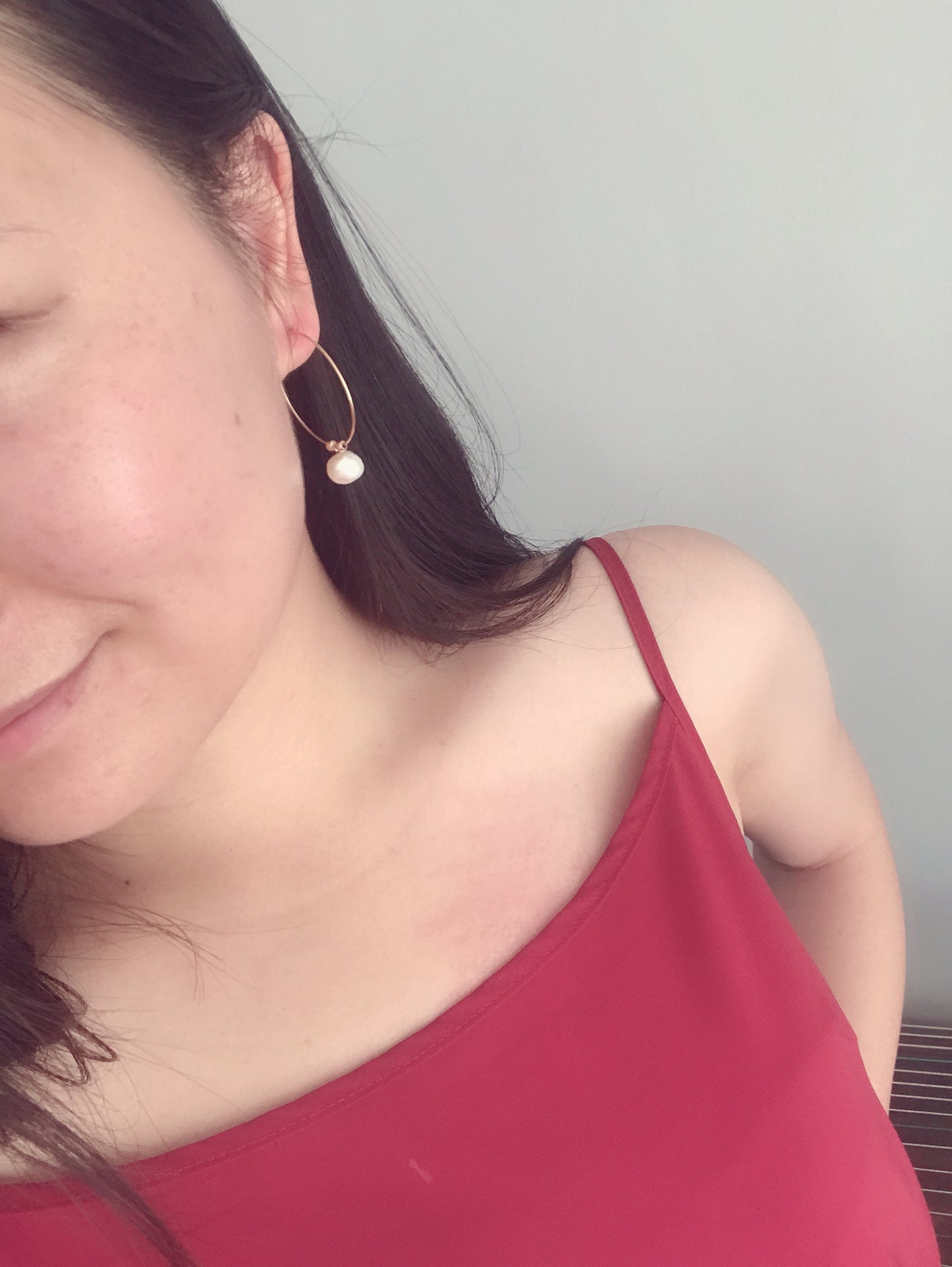 Large Pearl Hoop Earrings