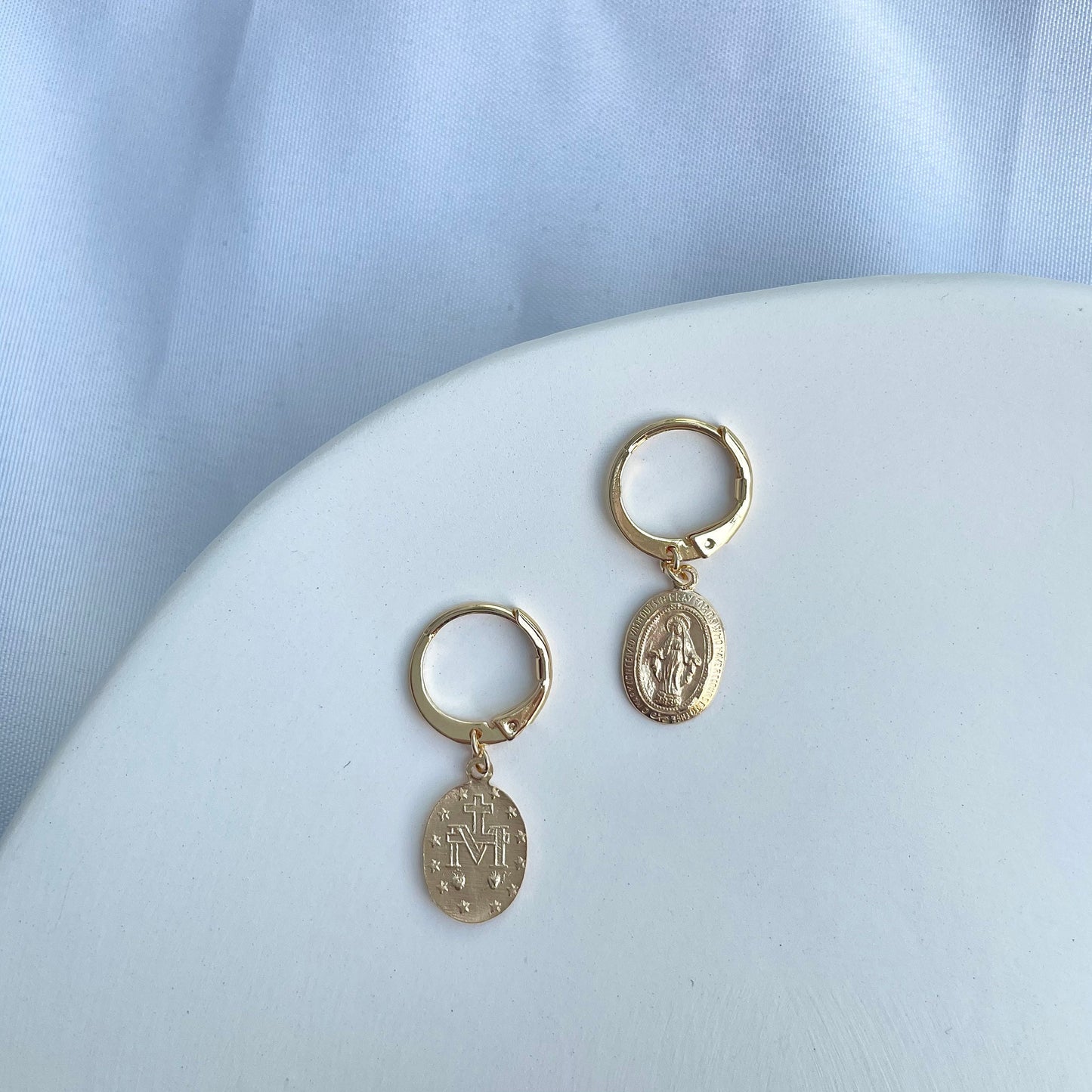 Virgin Mary Small Hoop Earrings