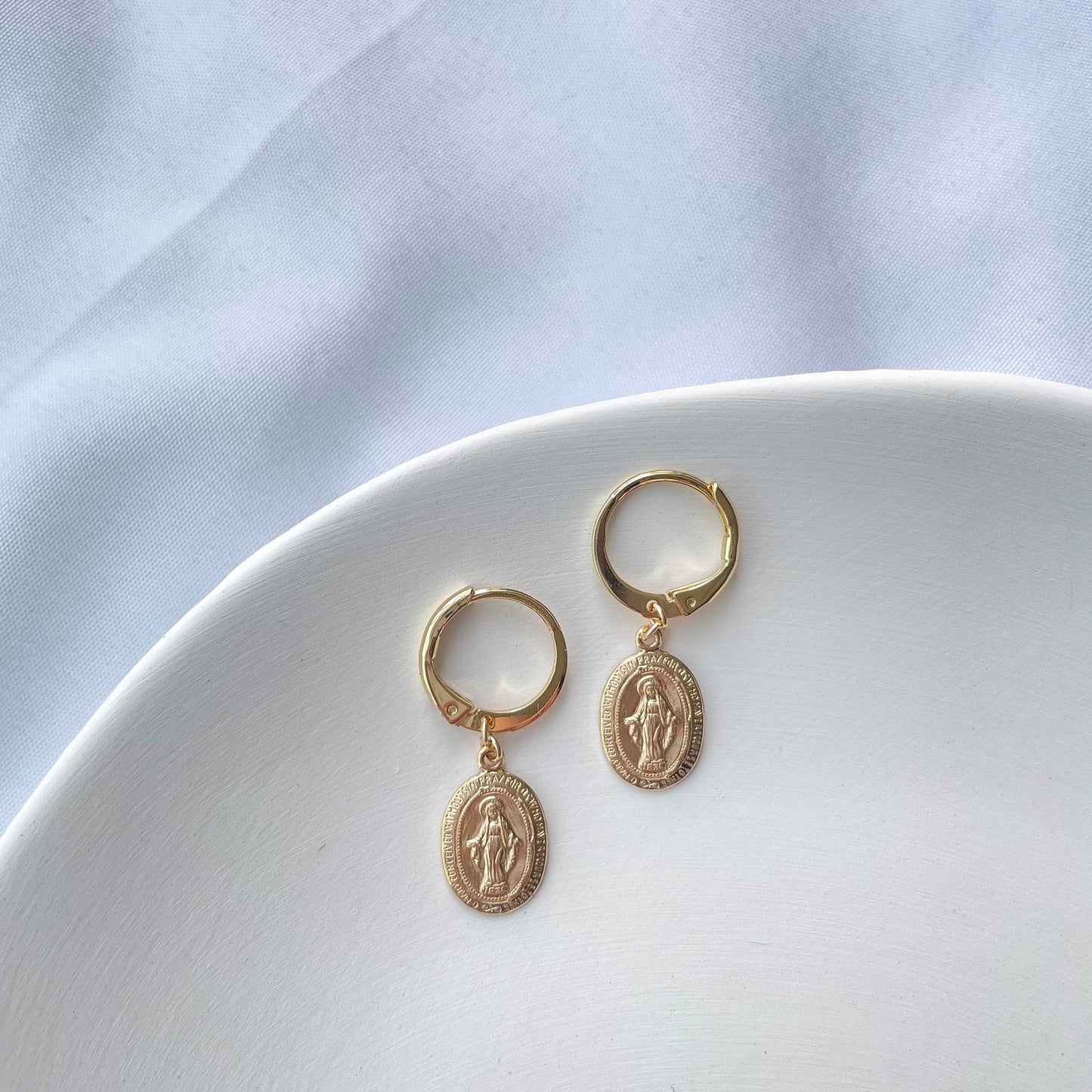 Virgin Mary Small Hoop Earrings