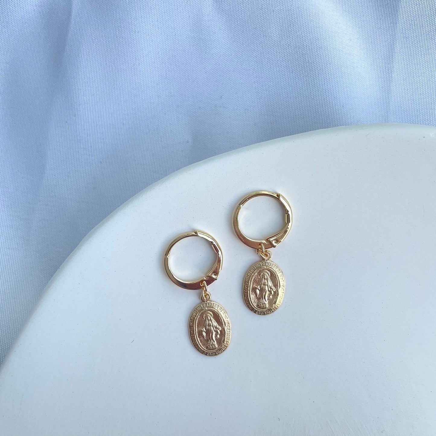 Virgin Mary Small Hoop Earrings