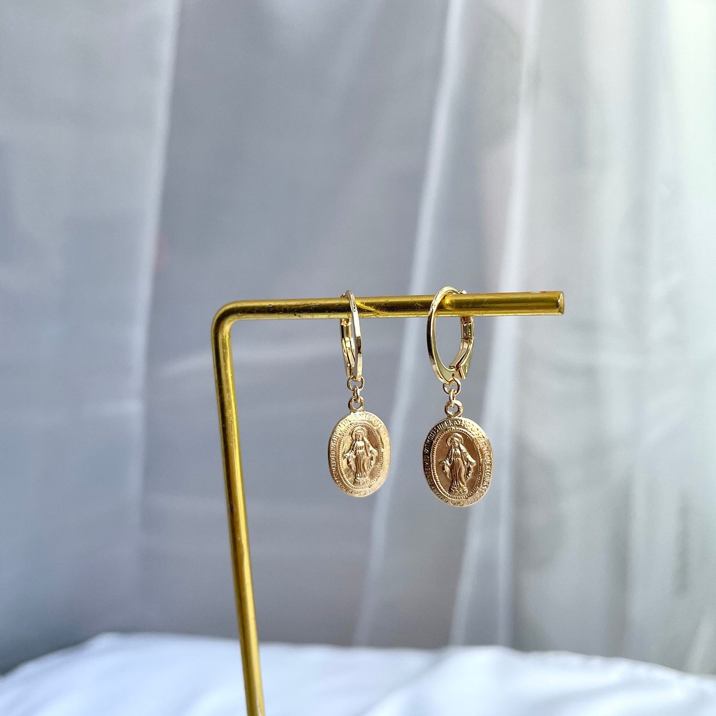 Virgin Mary Small Hoop Earrings