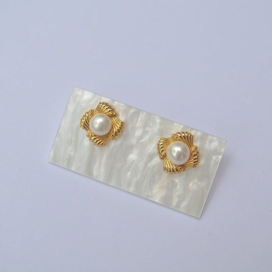 Vintage Style Pearl Stud Earrings