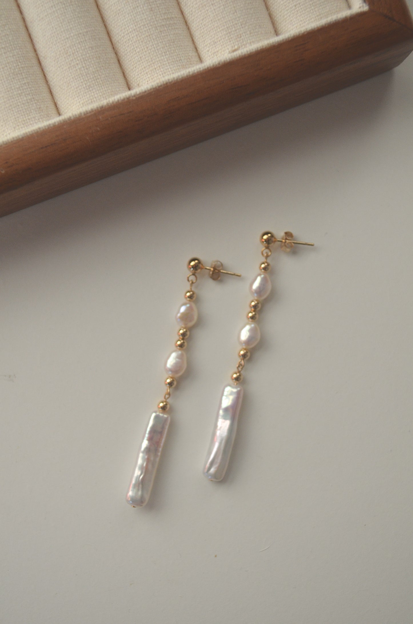 Margot-Gold Filled Pearl Drop earrings