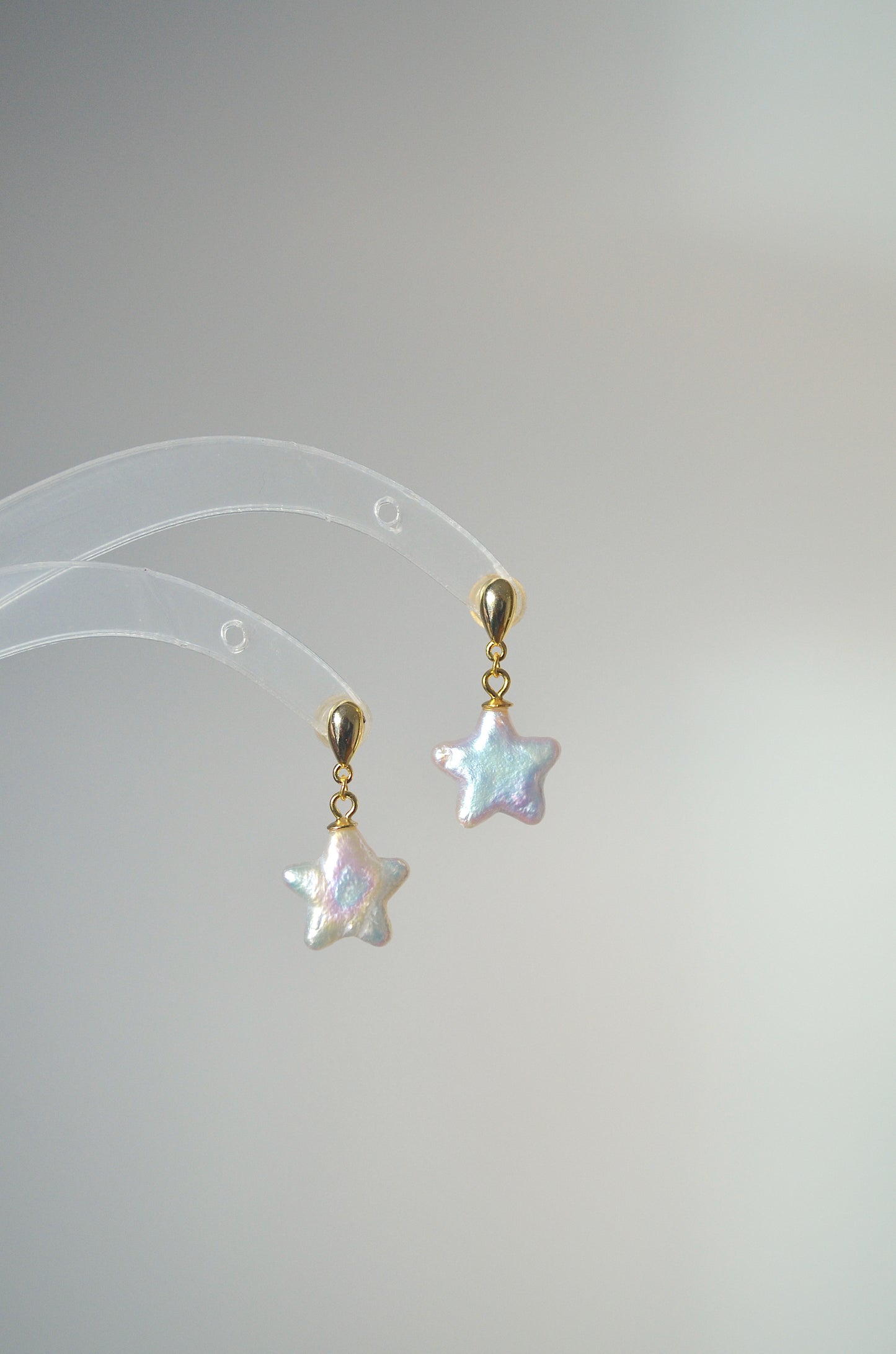 Star Shape Freshwater Pearl Drop Earrings