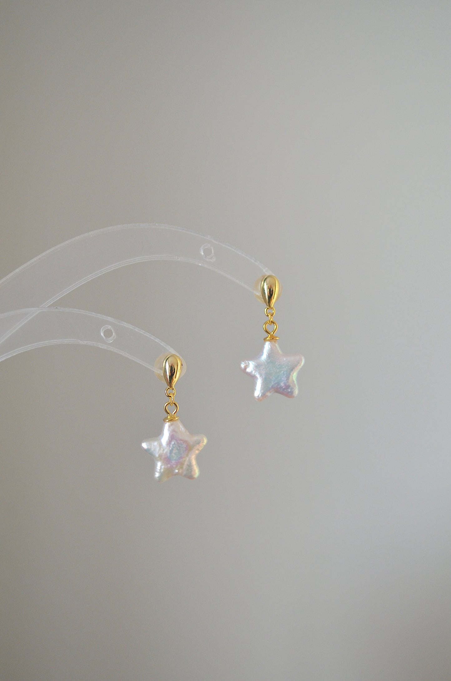 Star Shape Freshwater Pearl Drop Earrings