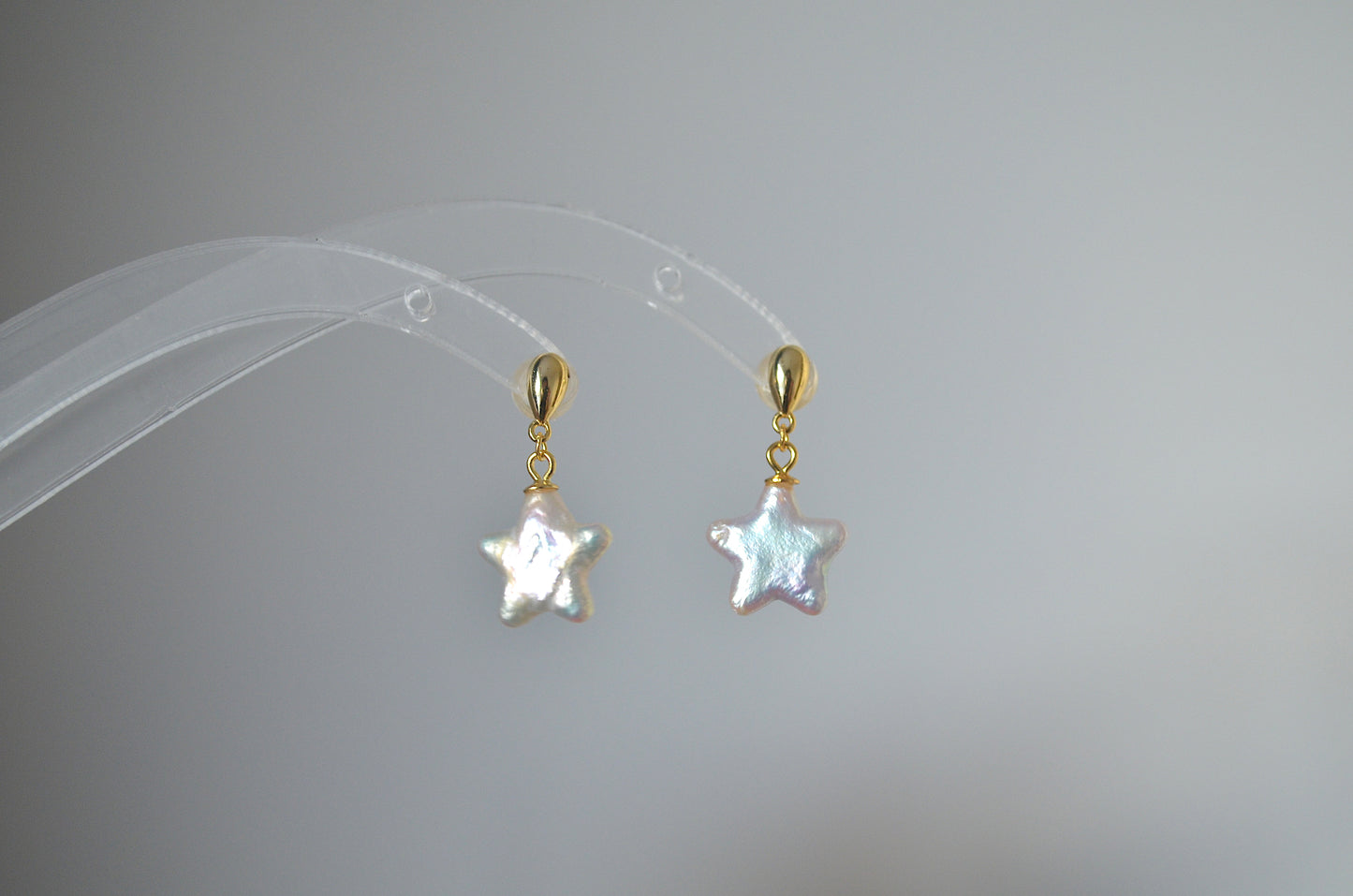 Star Shape Freshwater Pearl Drop Earrings