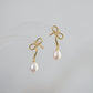 Lily-Pearl Bow Drop Earrings