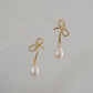 Lily-Pearl Bow Drop Earrings