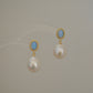 Blue Opal and Kasumi Pearl Earrings