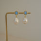 Blue Opal and Kasumi Pearl Earrings