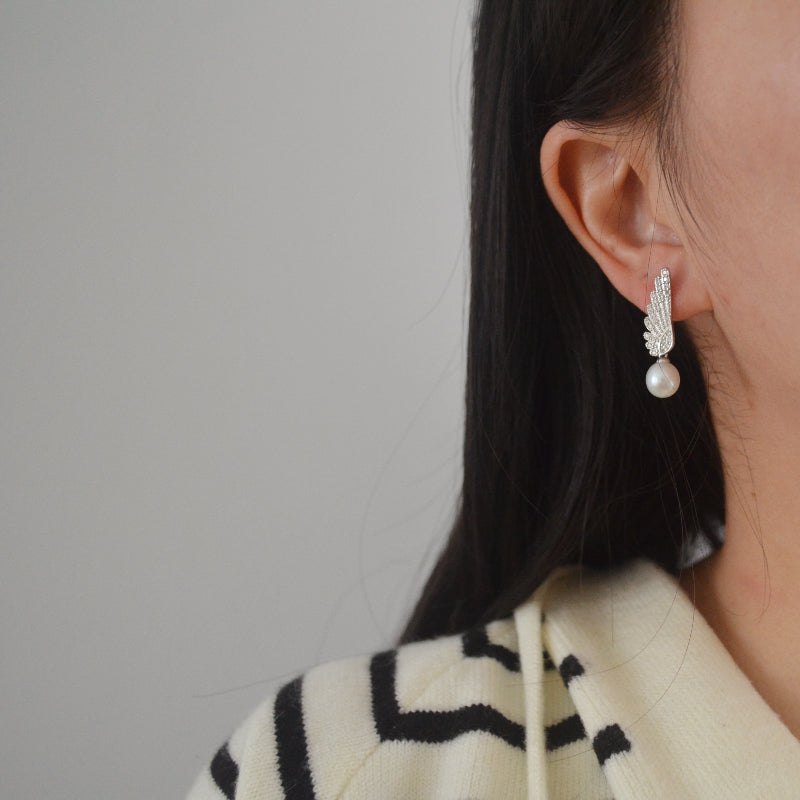 Angel's Wing Pearl Earrings