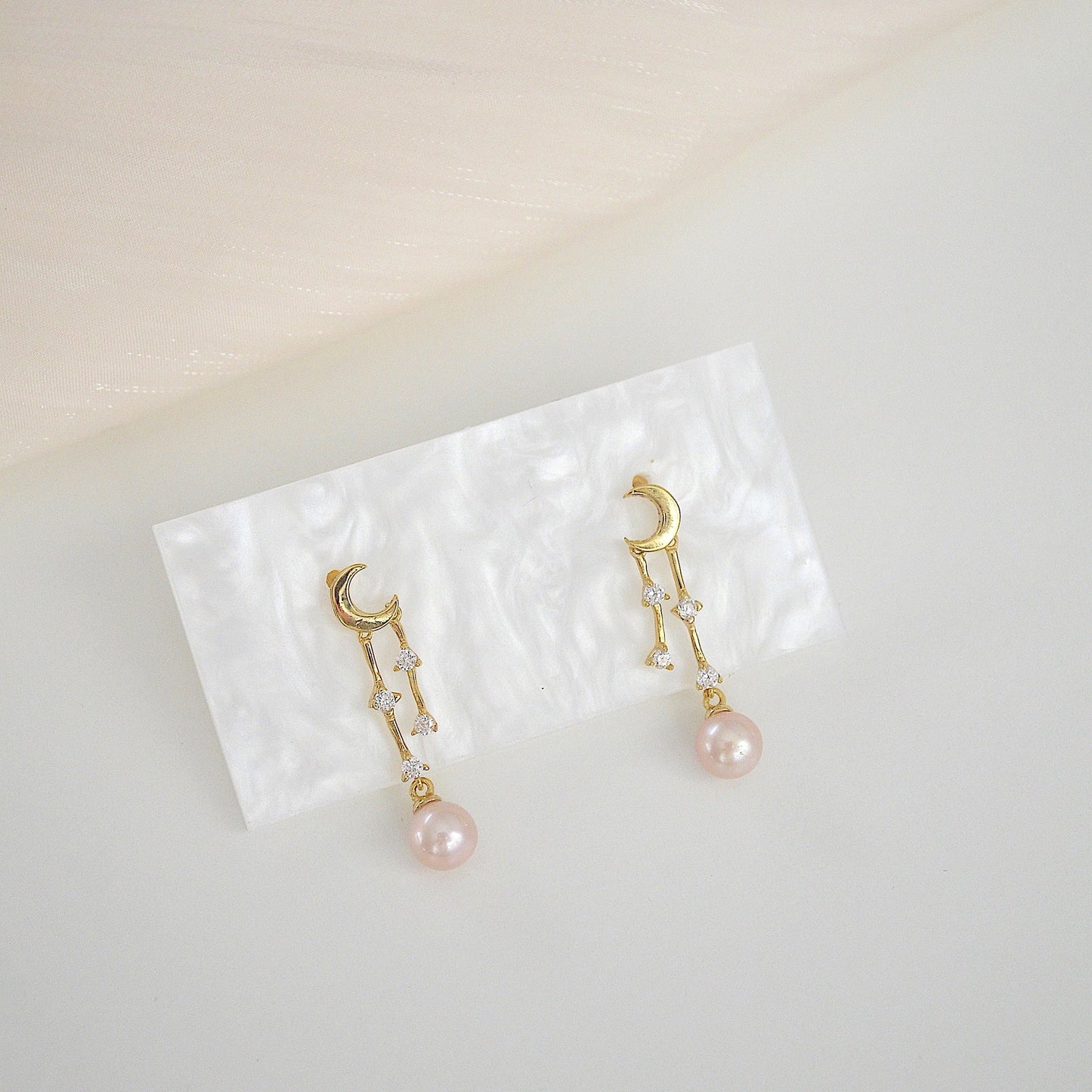 Luna-Moon and Star Pearl earrings