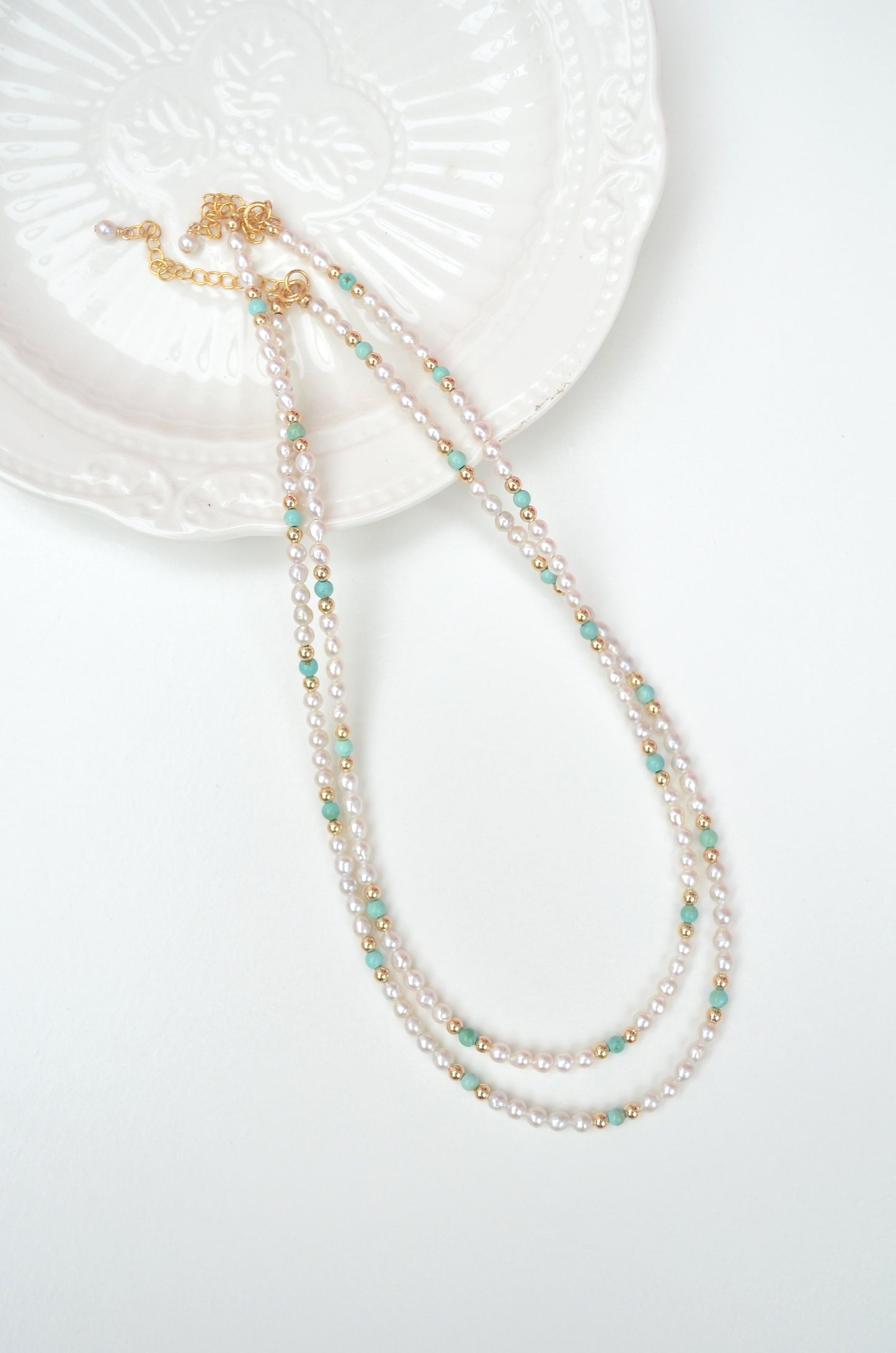 Natural Turquoise and Pearl Necklace