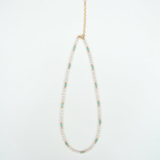 Natural Turquoise and Pearl Necklace