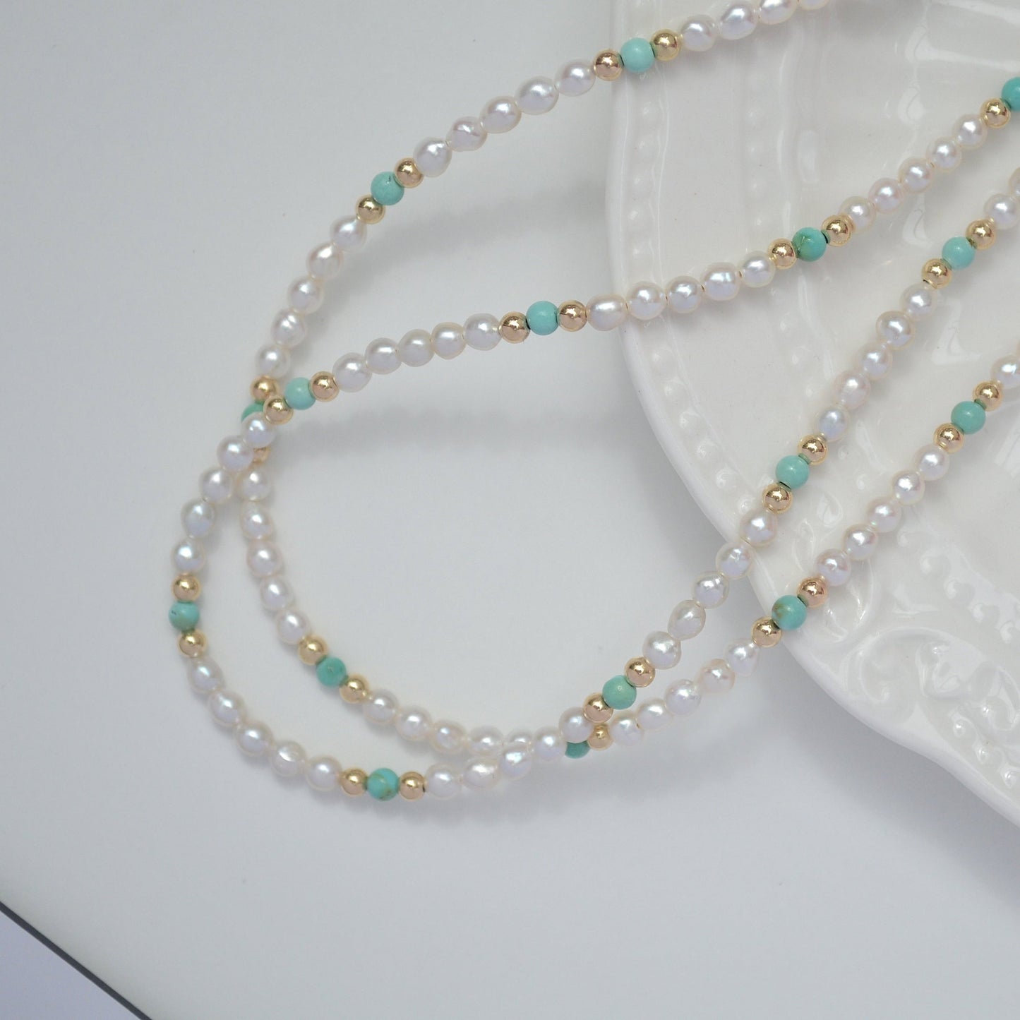 Natural Turquoise and Pearl Necklace