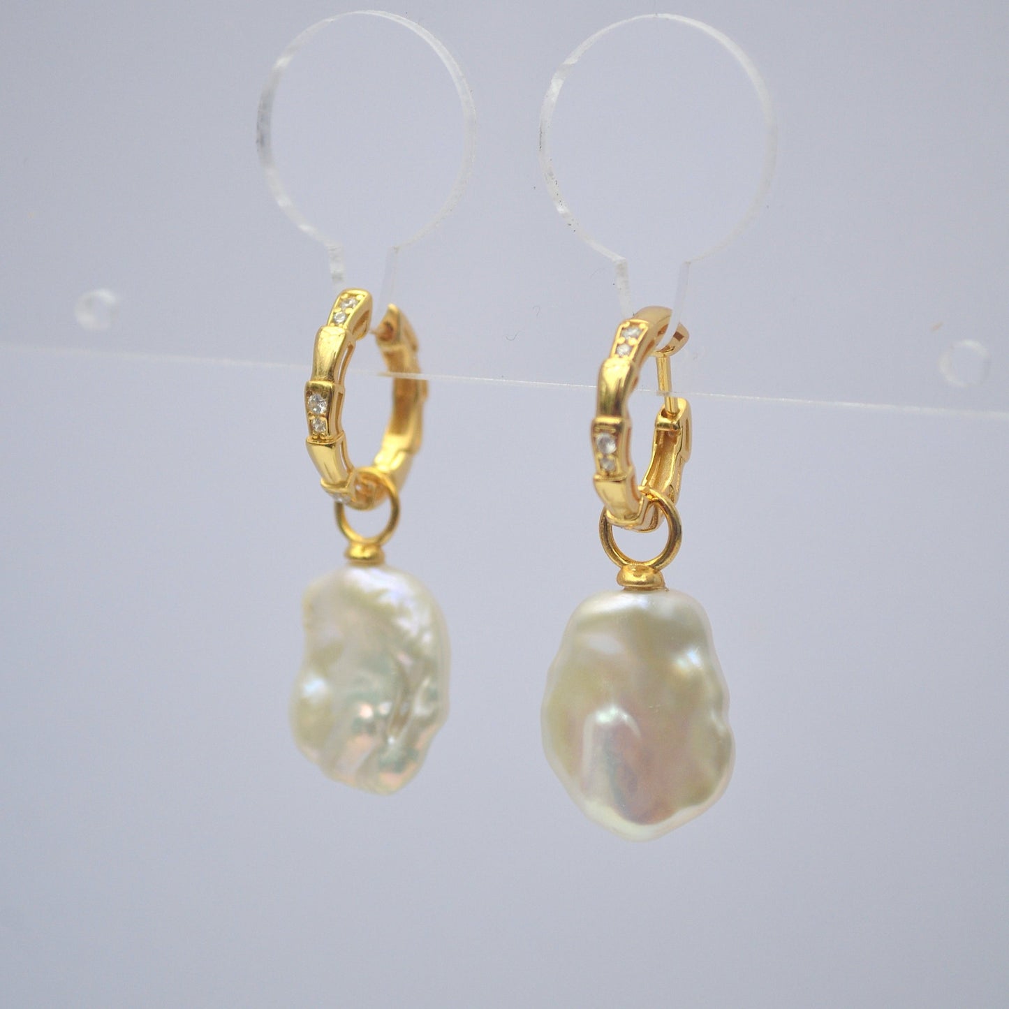 Blossom-Petal Pearl Mini Hoop Earrings