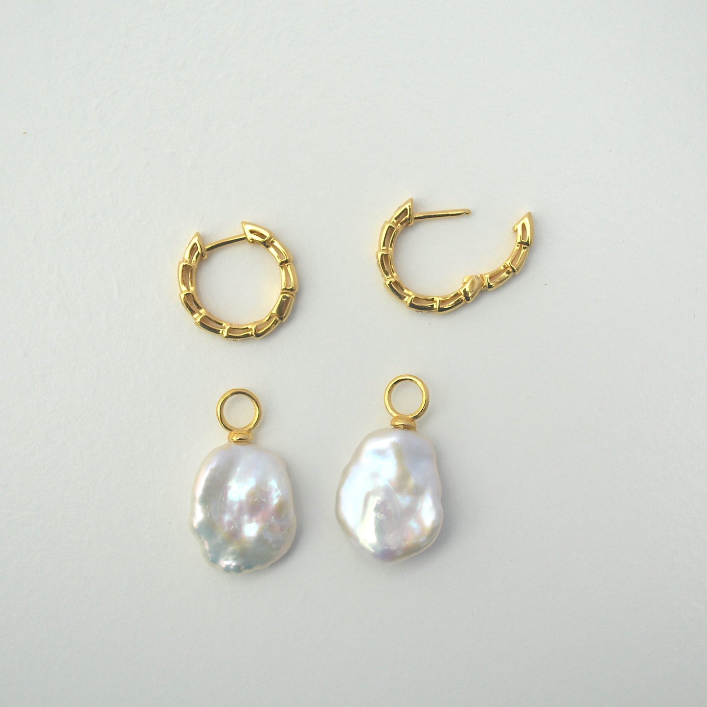 Blossom-Petal Pearl Mini Hoop Earrings