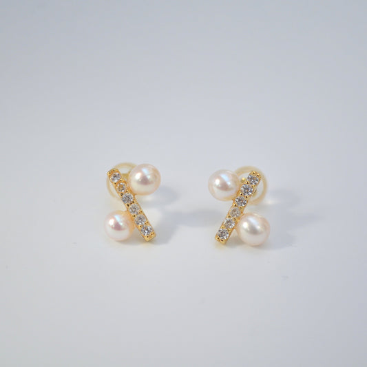 Pearl and Bar Earrings