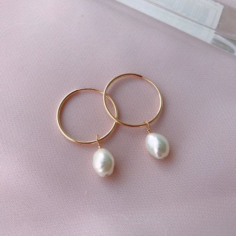 Bella Pearl Hoop Earrings