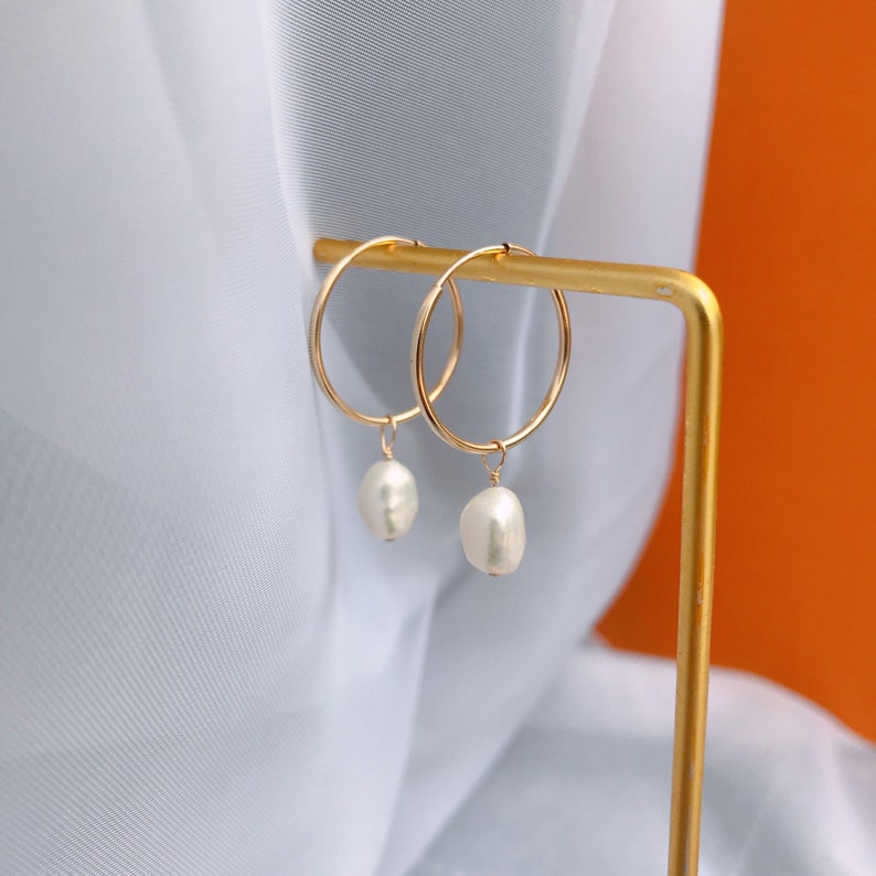 Bella Pearl Hoop Earrings