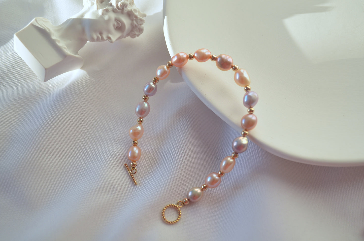 Trio Colour Baroque Pearl Toggle Bracelet