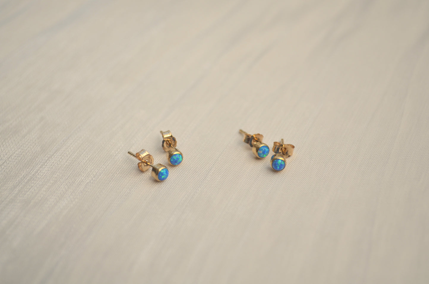 Small Blue Opal Stud Earrings