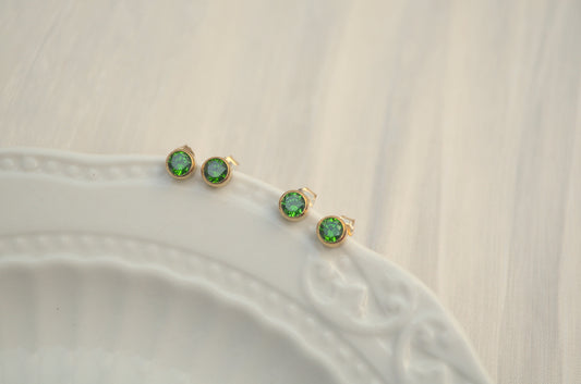 Emerald Zircon Stud Earrings