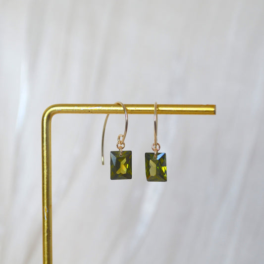 Olive Zircon Drop Earrings