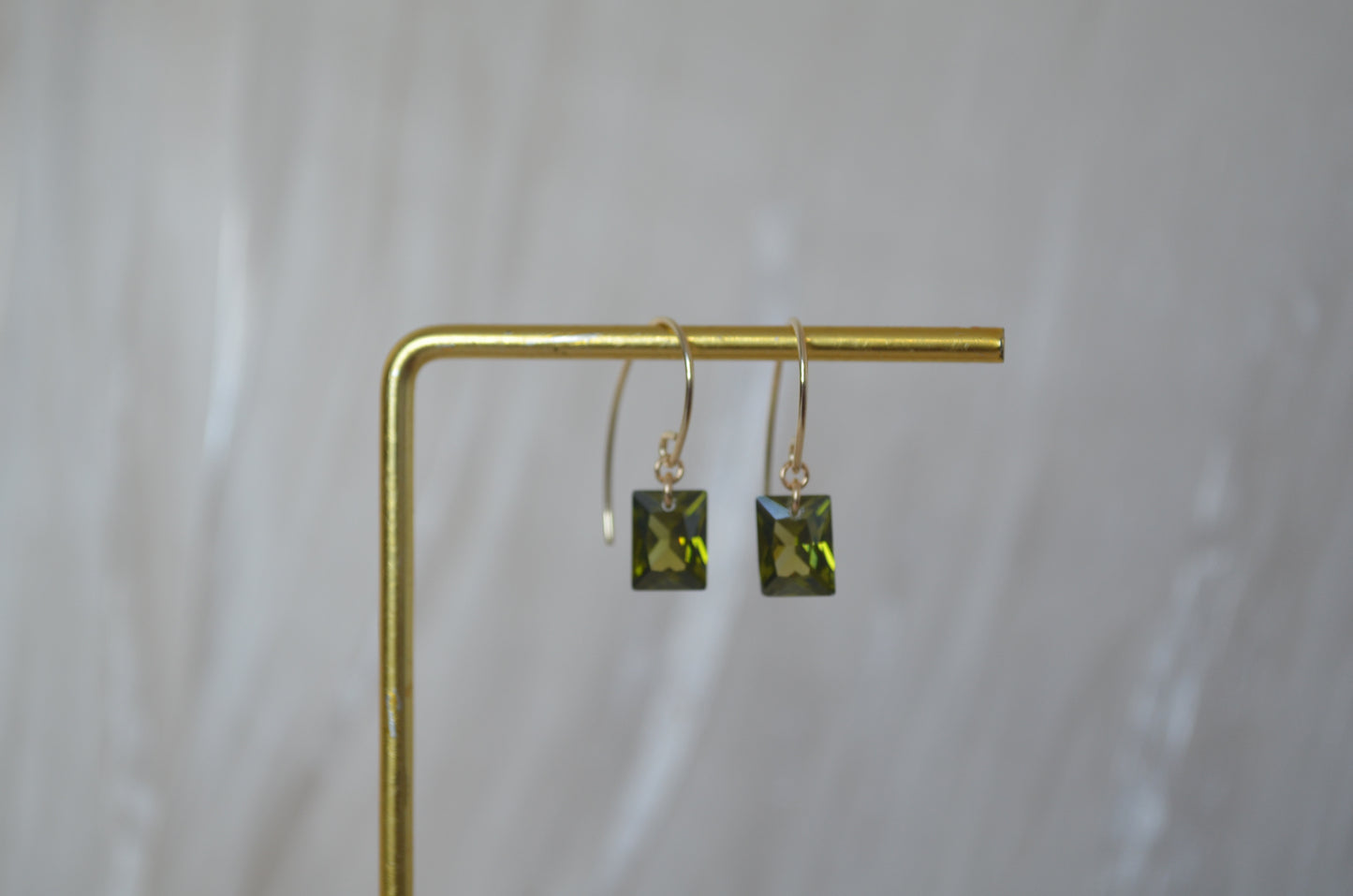 Olive Zircon Drop Earrings