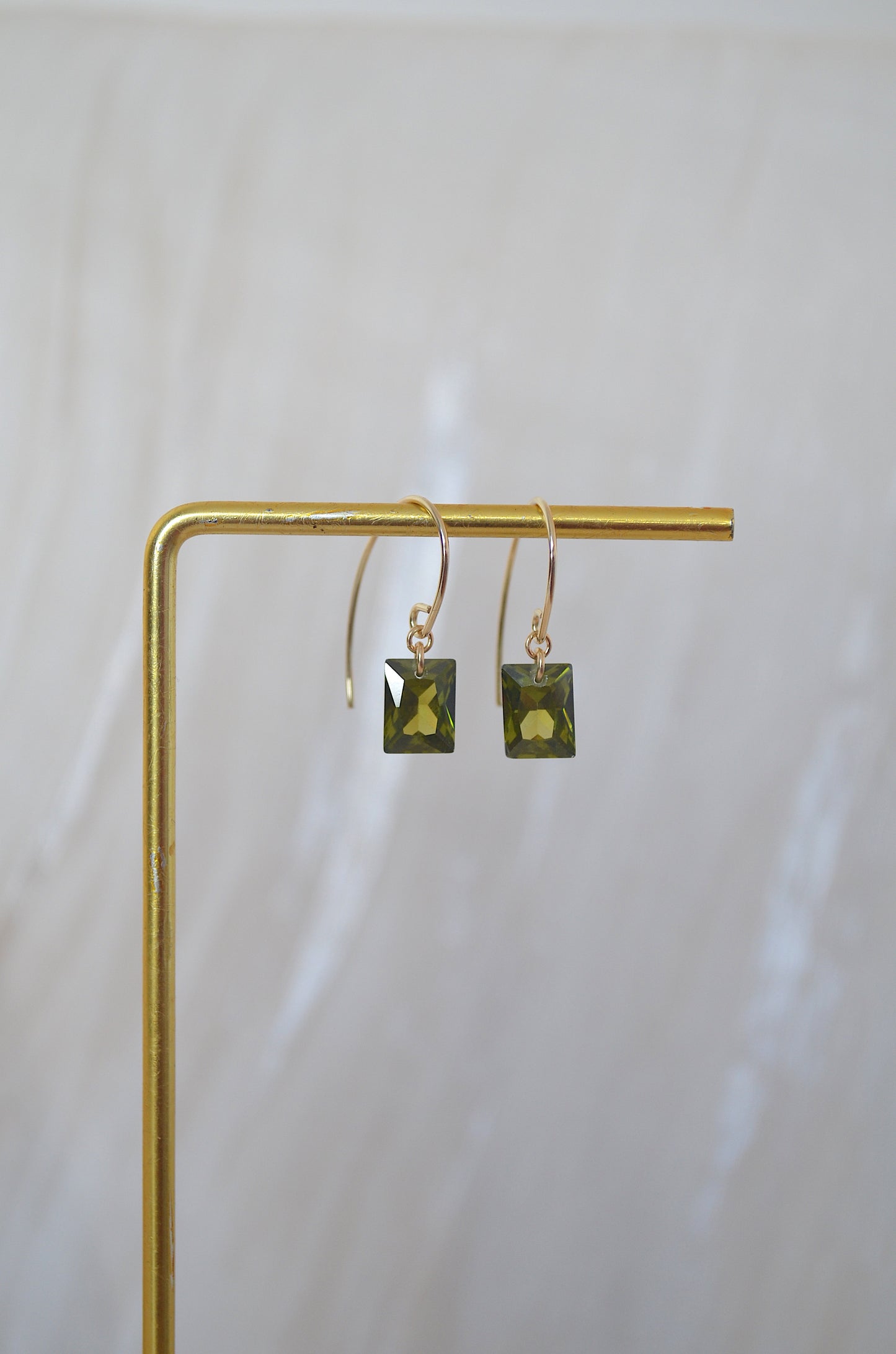 Olive Zircon Drop Earrings