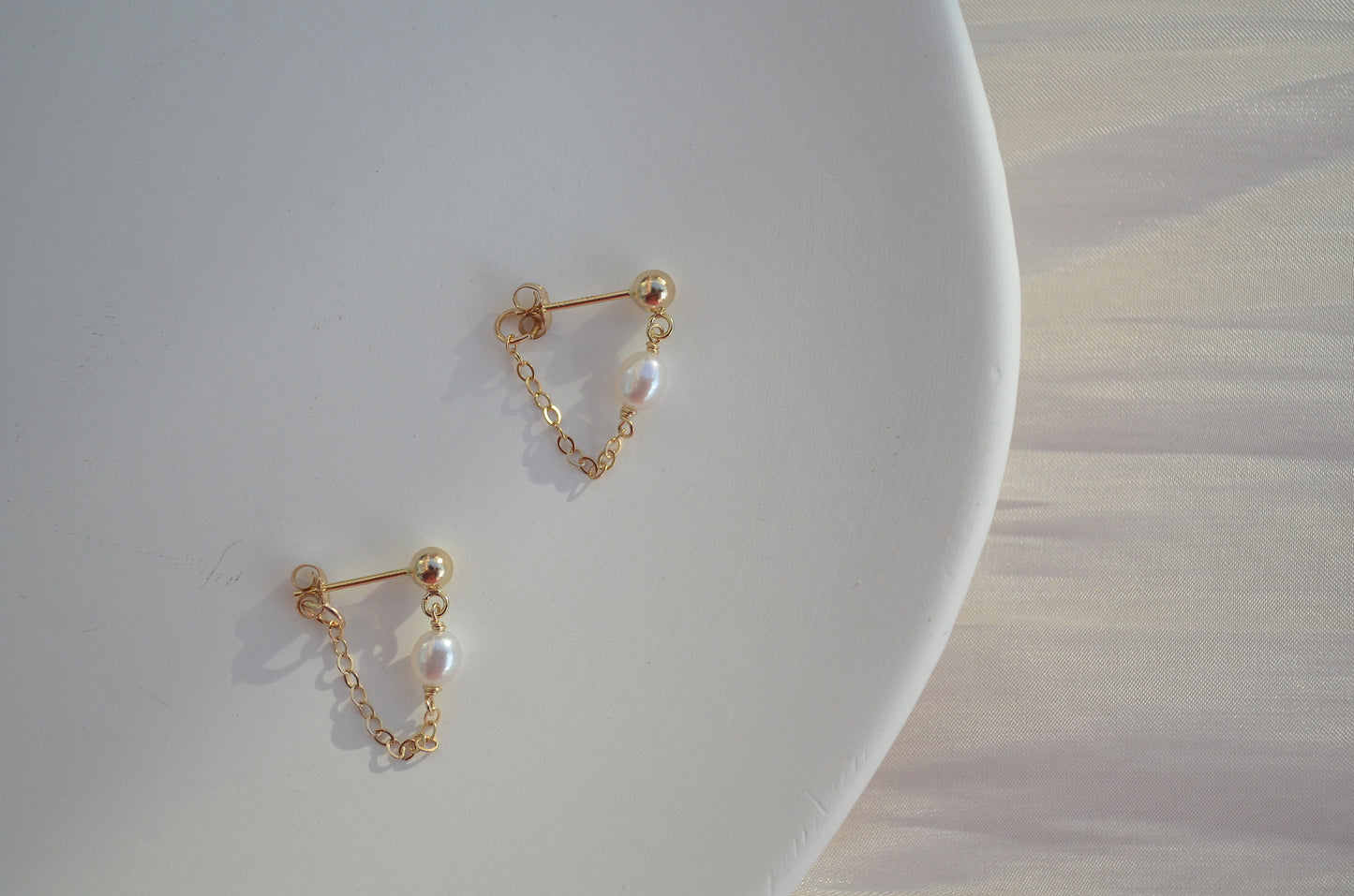 Vivienne Pearl Chain Stud Earrings