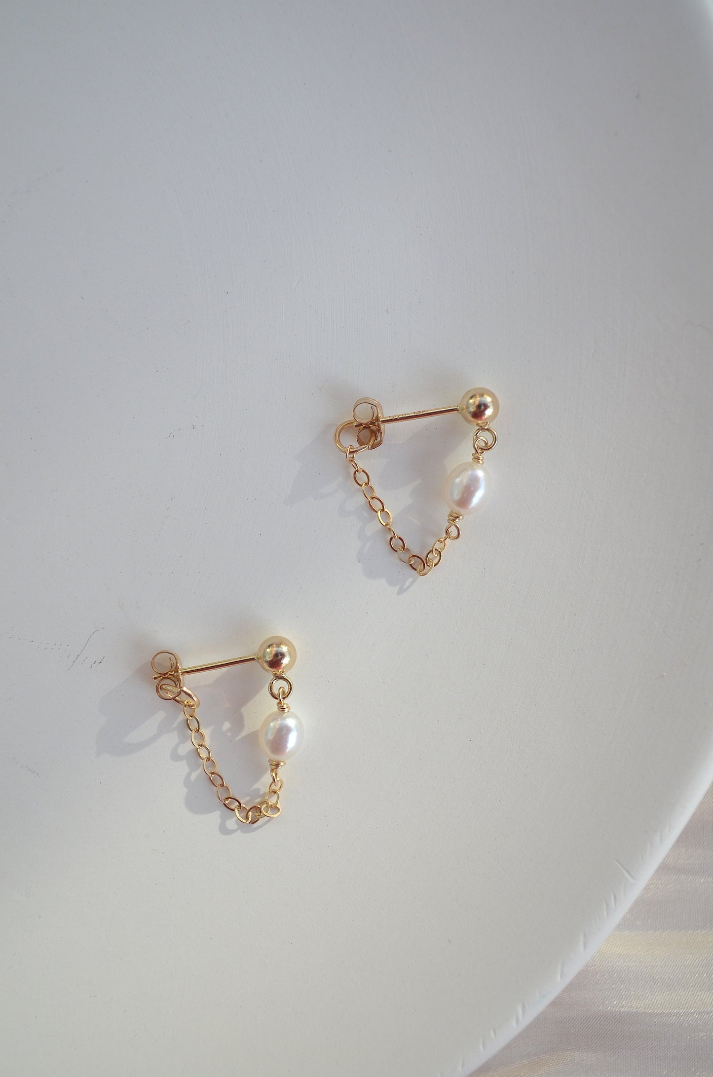 Vivienne Pearl Chain Stud Earrings