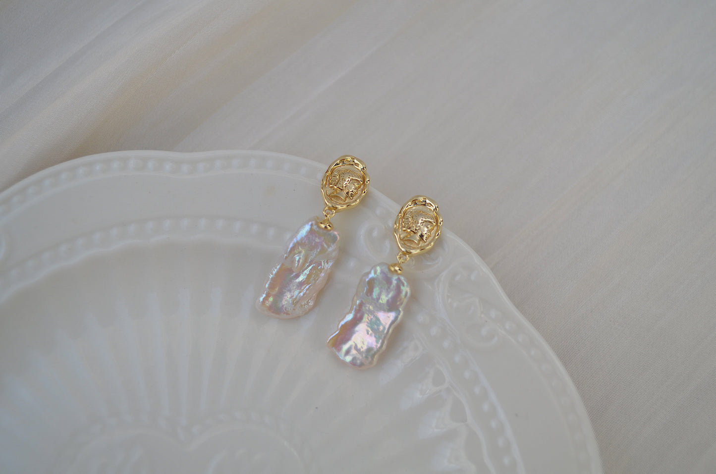 Gold Vermeil Baroque Pearl Earrings