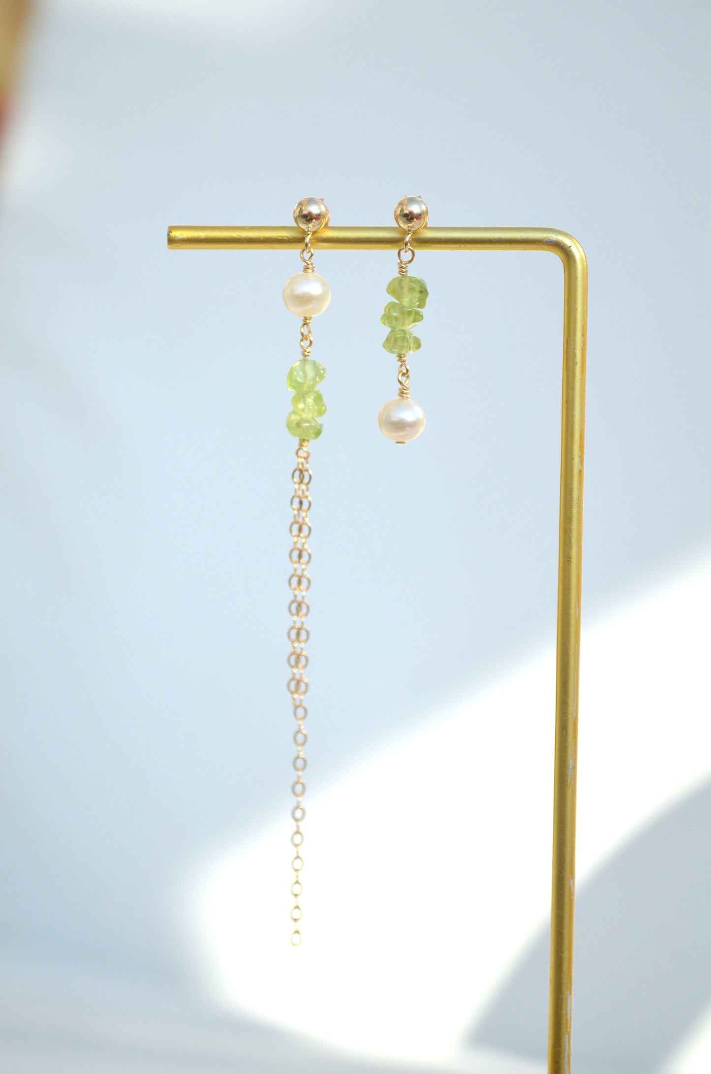 The Spring-Peridot and Pearl Earrings