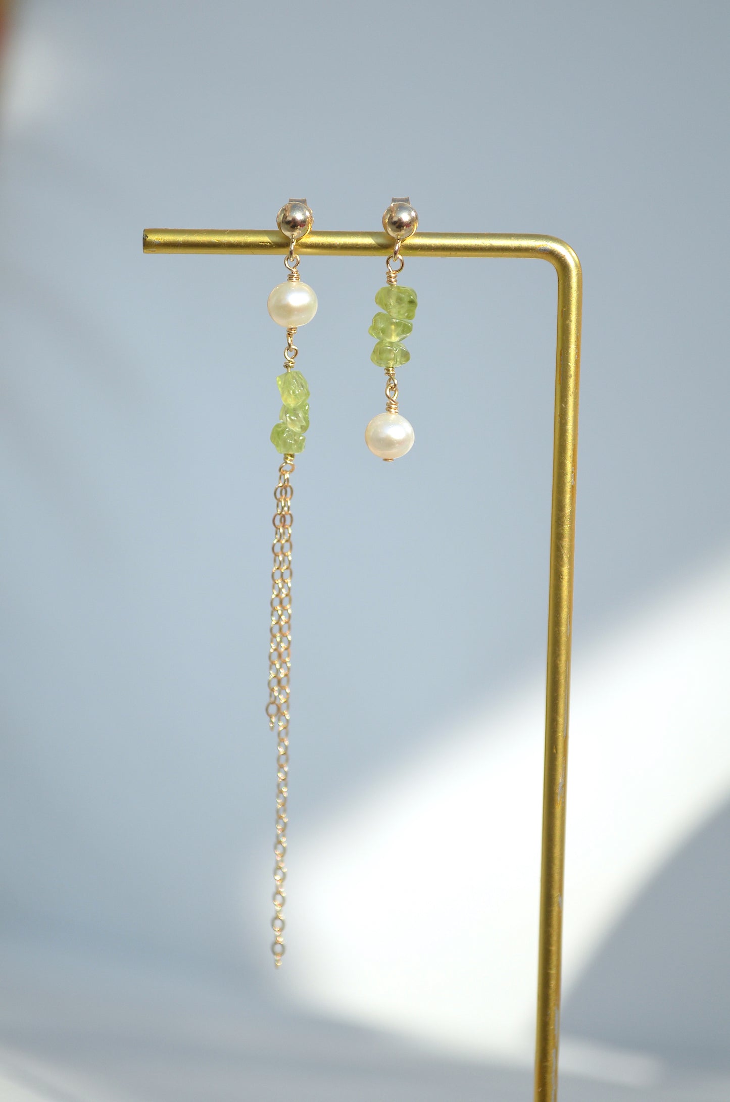 The Spring-Peridot and Pearl Earrings