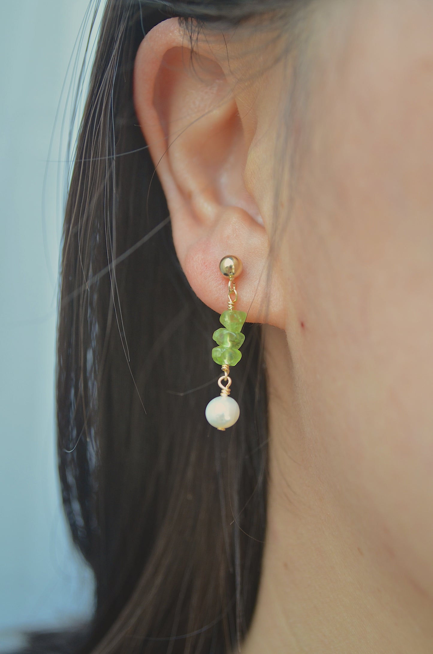 The Spring-Peridot and Pearl Earrings