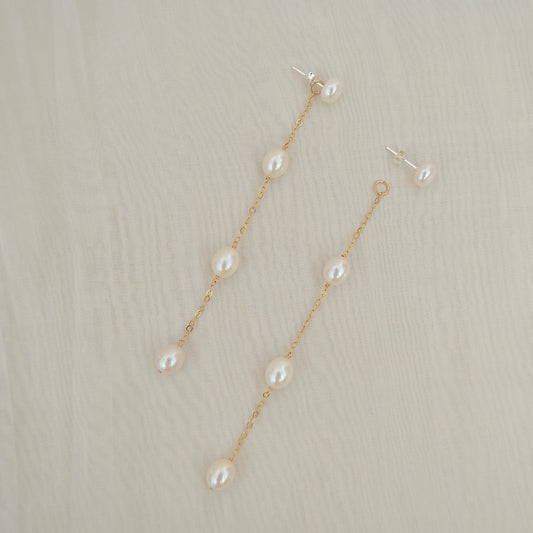 Lydia trio pearls dangle earrings