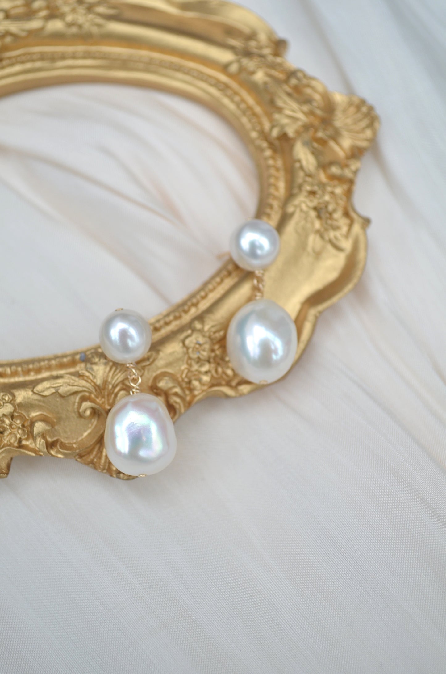 Large chunky baroque pearl earrings