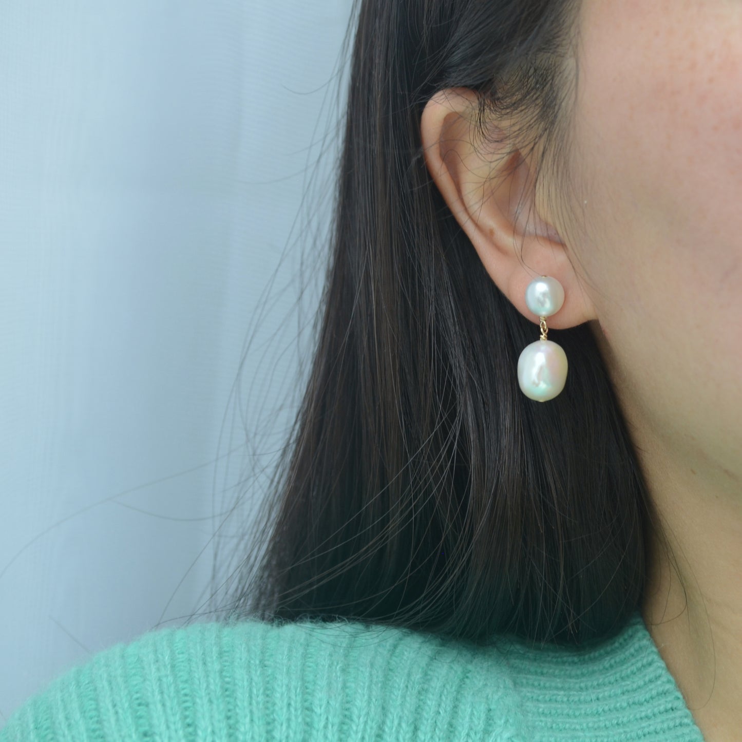 Large chunky baroque pearl earrings