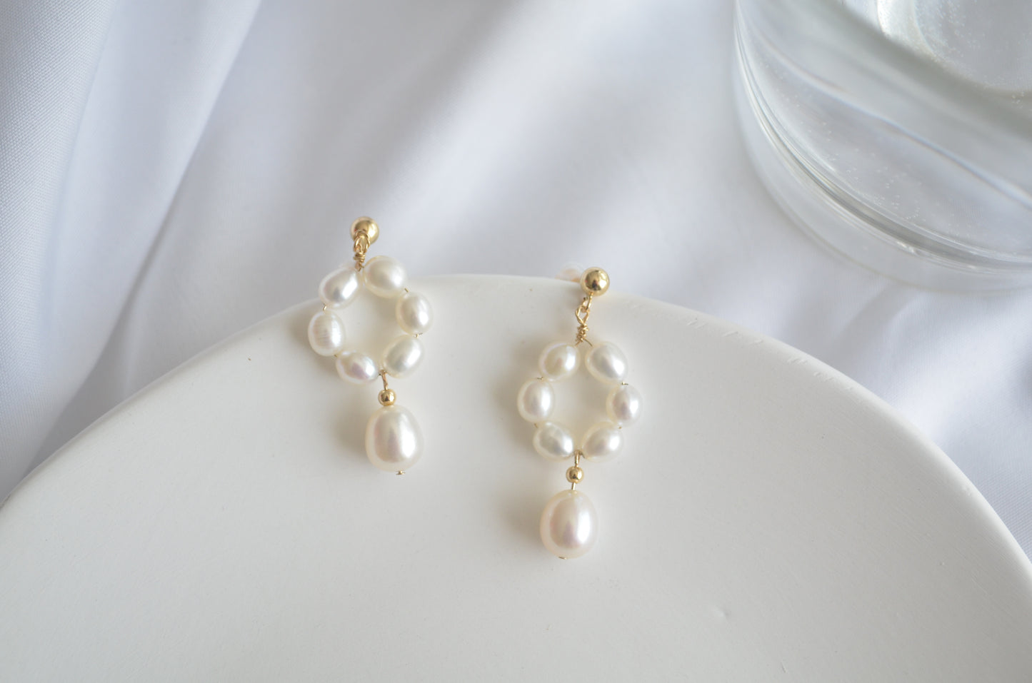 Daisy Flower Pearl Drop Earrings