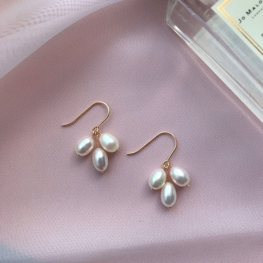 Trio Pearl Hook Earrings