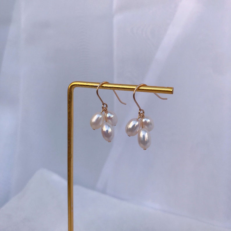 Trio Pearl Hook Earrings